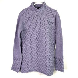 Irelandseye Wool Cashmere Lavender Purple Cable Knit Sweater Large